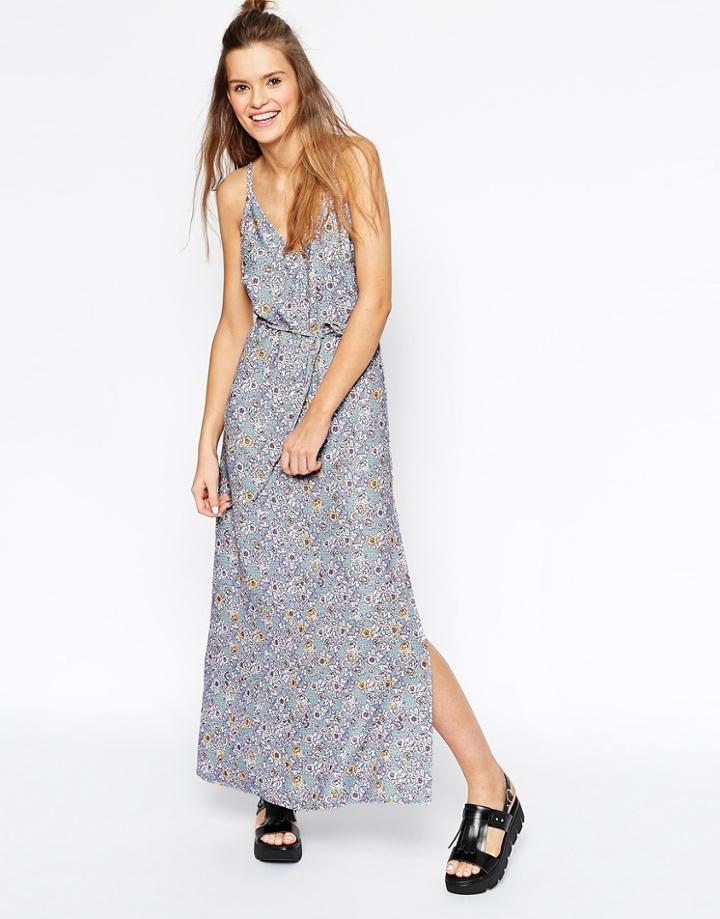 Asos Africa Maxi Dress In Blue Floral Geo Print - Multi