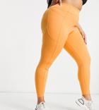 Asos 4505 Curve Icon Legging With Butt-sculpting Seam Detail And Pocket-orange