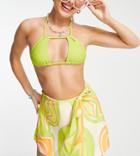 Reclaimed Vintage Inspired Swim Skirt In Lemon Swirl Print - Multi