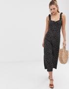 Brave Soul Darling Jumpsuit In Spot Floral Print - Black