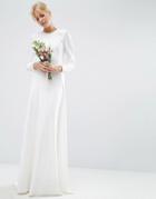 Asos Bridal Paneled Seamed Fishtail Maxi Dress - White