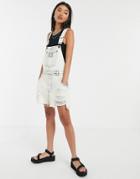 Cheap Monday Chore Distressed Short Overalls-white