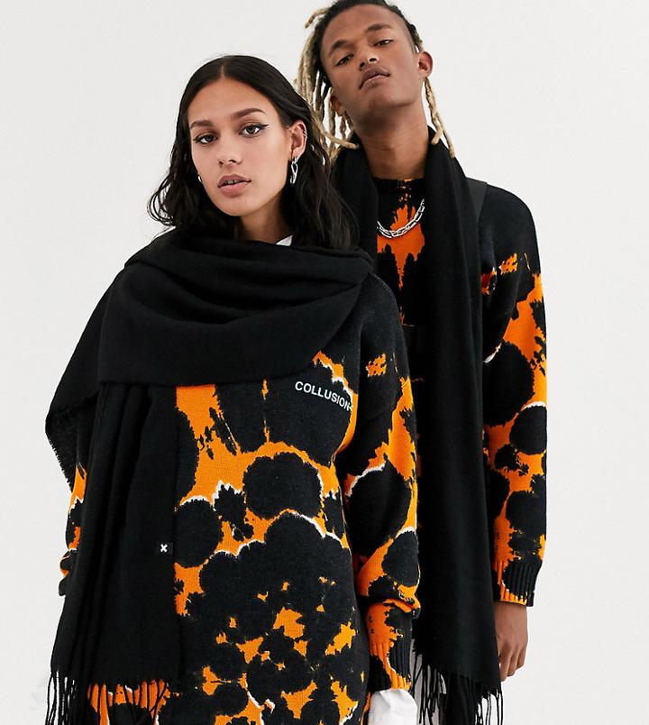 Collusion Unisex Scarf In Black