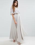Asos Embellished Flutter Sleeve Maxi Dress - Gray