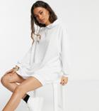 Asos Design Petite Mini Sweatshirt Hoodie Dress In White