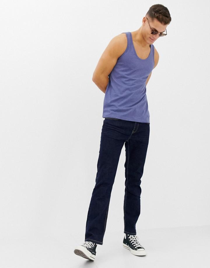 Asos Design Tank In Blue Marl