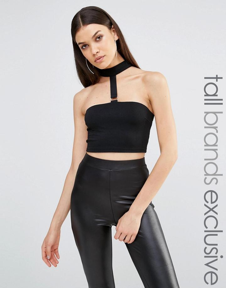 Naanaa Tall Cut Out Detail Crop Top - Black