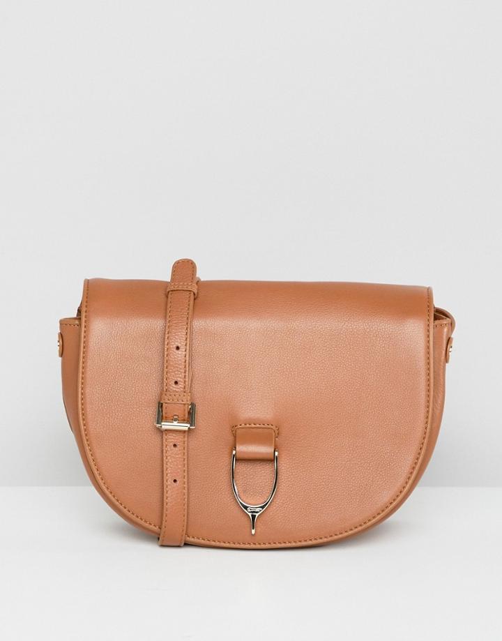 Paul Costelloe Real Leather Saddle Buckle Cross Body/shoulder Bag - Tan