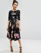 Asos Dark Floral Scuba Prom Skirt - Multi