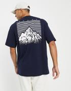 Selected Homme Oversized T-shirt With Mountain Back Print In Navy