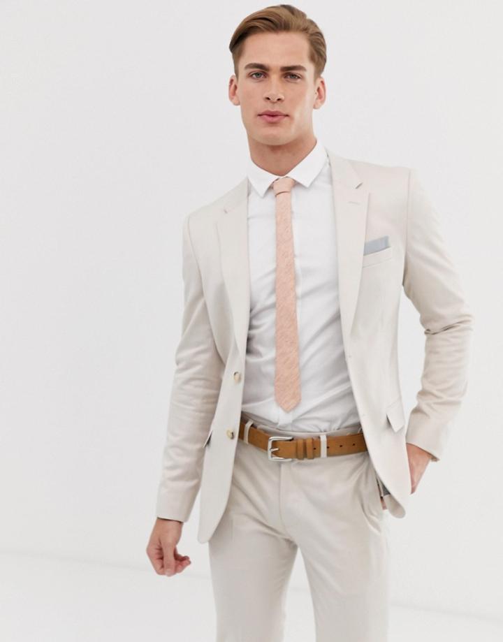 Celio Skinny Fit Suit Jacket In Tan - Tan