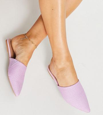 Asos Design Wide Fit Lava Pointed Flat Mules In Lilac-purple