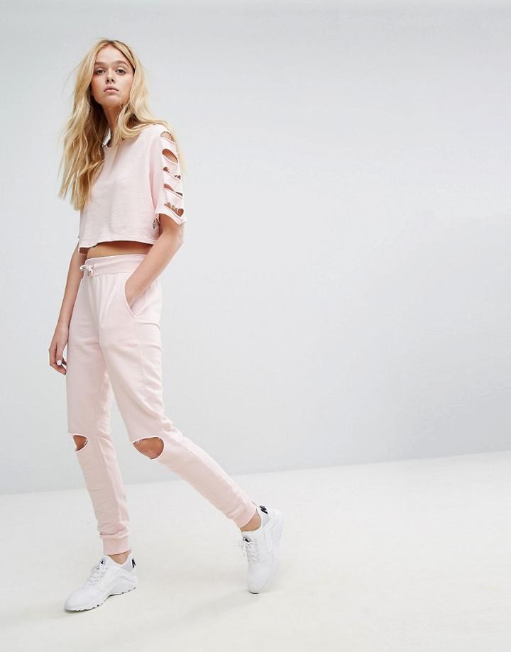 Hoxton Haus Busted Knee Jogger - Pink