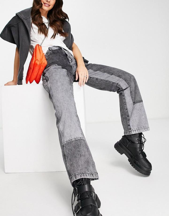 Topshop Carpenter Jeans In Gray Color Block-multi