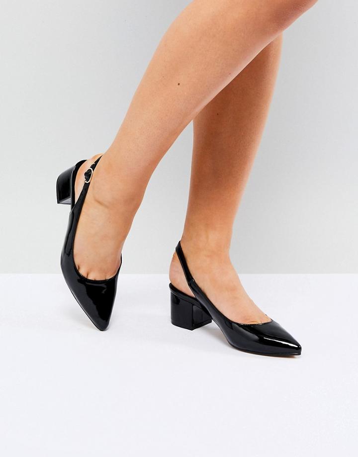 Truffle Collection Sling Back Kitten Heel Shoe - Black