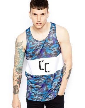 Crooks & Castles Tank With Cerulean Camo - Blue