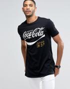 Asos Longline T-shirt With Coca Cola Logo Print In Black - Black