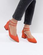 Asos Sincere Pointed Block Mid Heels - Red