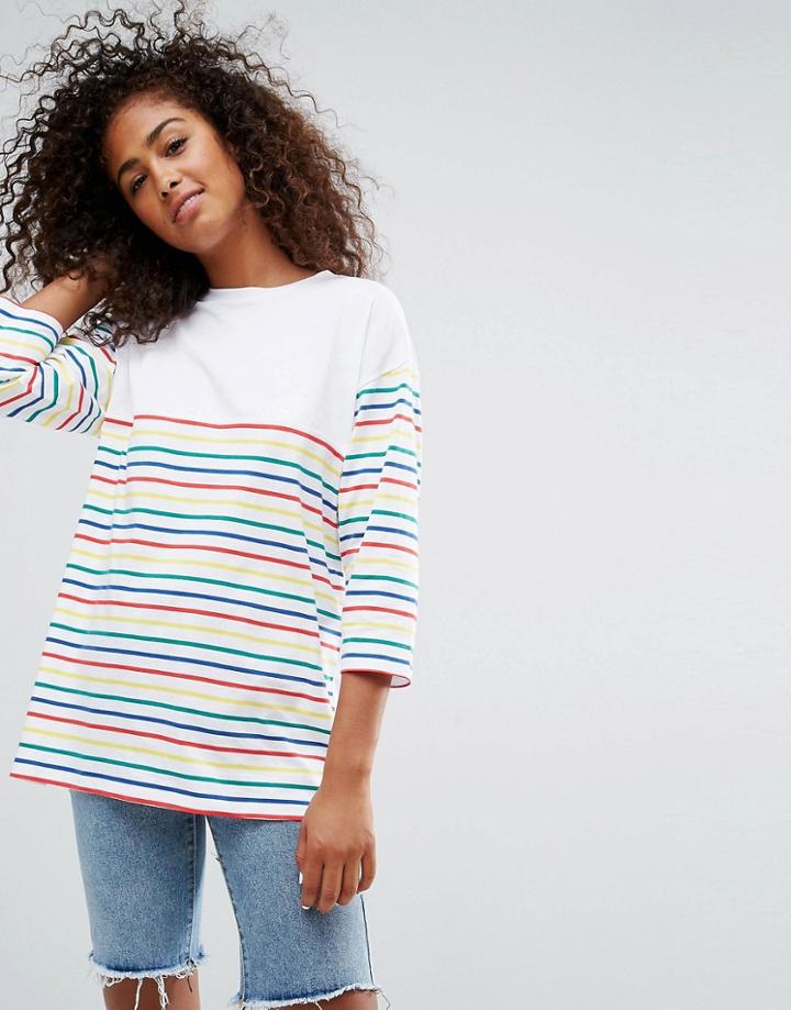 Asos Top In Cutabout Rainbow Stripe - Multi