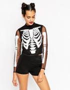 Asos Halloween Top With Embellished Skeleton - Black