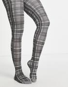 Pretty Polly Check Tights In Gray