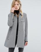 Mango Houndstooth Coat With Pocket Detail - Multi