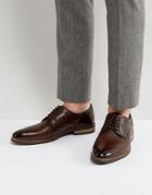 Asos Derby Shoes In Brown Leather With Emboss Detail - Brown