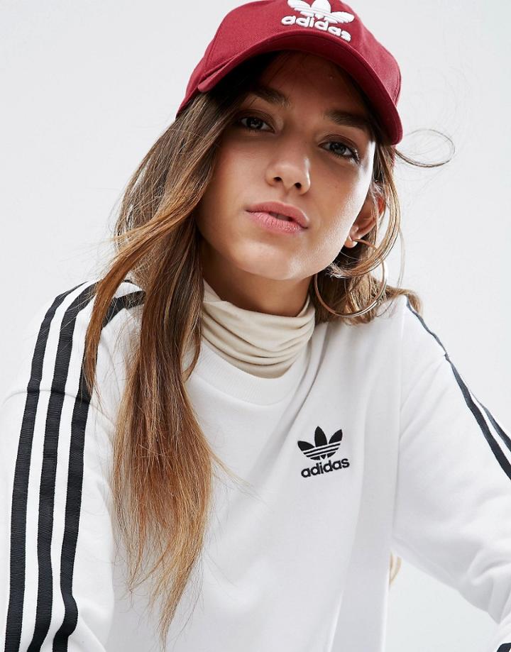 Adidas Logo Cap In Burgandy - Red