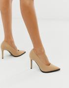 Asos Design Powerful High Heeled Pumps In Beige