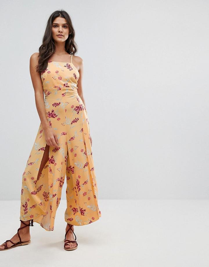 Minkpink Sundance Floral Beach Jumpsuit - Yellow