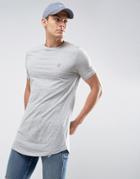 Le Breve Longline Curved Hem Marl T-shirt - Gray