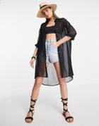 Threadbare Beach Shirt Dress In Black