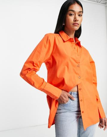 Extro & Vert Cotton Oversized Shirt In Orange