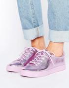Asos Darley Metallic Clean Lace Up Sneakers - Purple