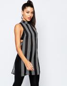 Missguided Stripe Tab Side Blouse