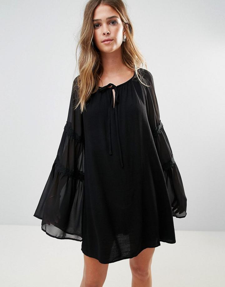 Lunik Bell Sleeve Tunic Dress - Black