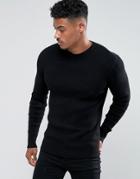 Brave Soul Ribbed Muscle Fit Sweater - Black
