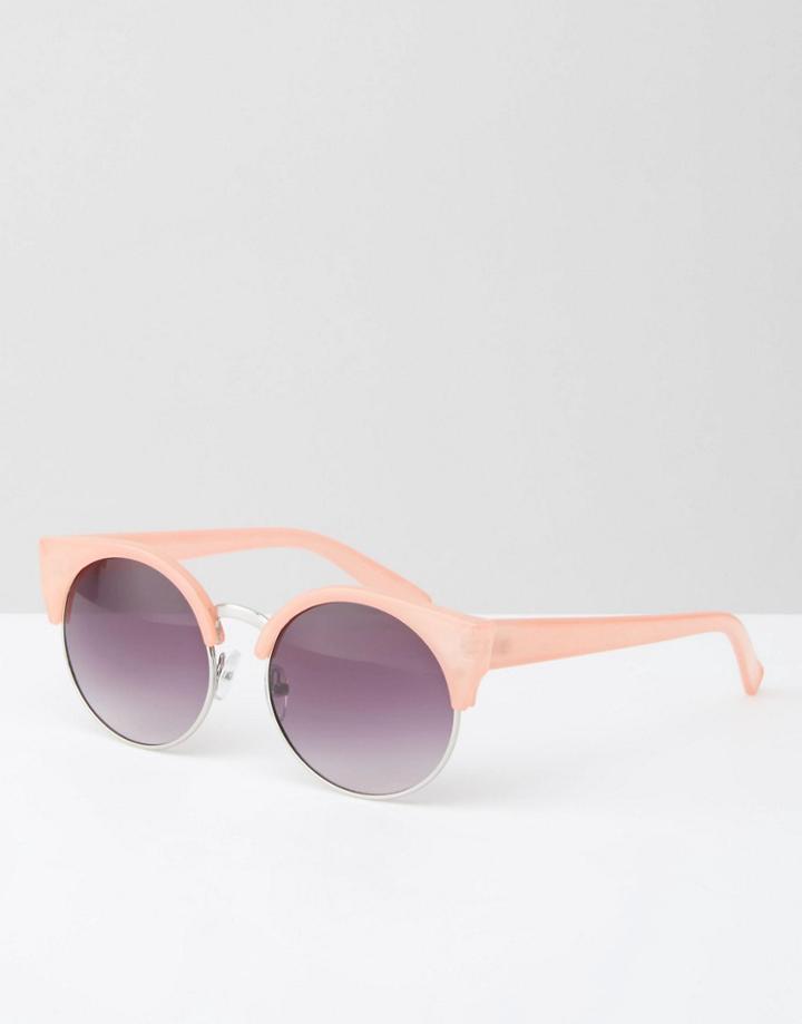 Jeepers Peepers Half Frame Cat Eye Sunglasses In Pink