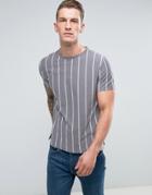 New Look T-shirt With Vertical Stripes In Gray - Gray