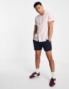Abercrombie & Fitch Resort Revere Collar Short Sleeve Block Stripe Shirt In Red