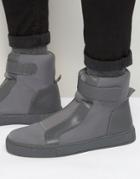 Asos High Top Sneakers In Gray With Elastic - Gray