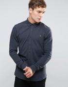 Farah Slim Pique Button Through Shirt In Gray - Gray