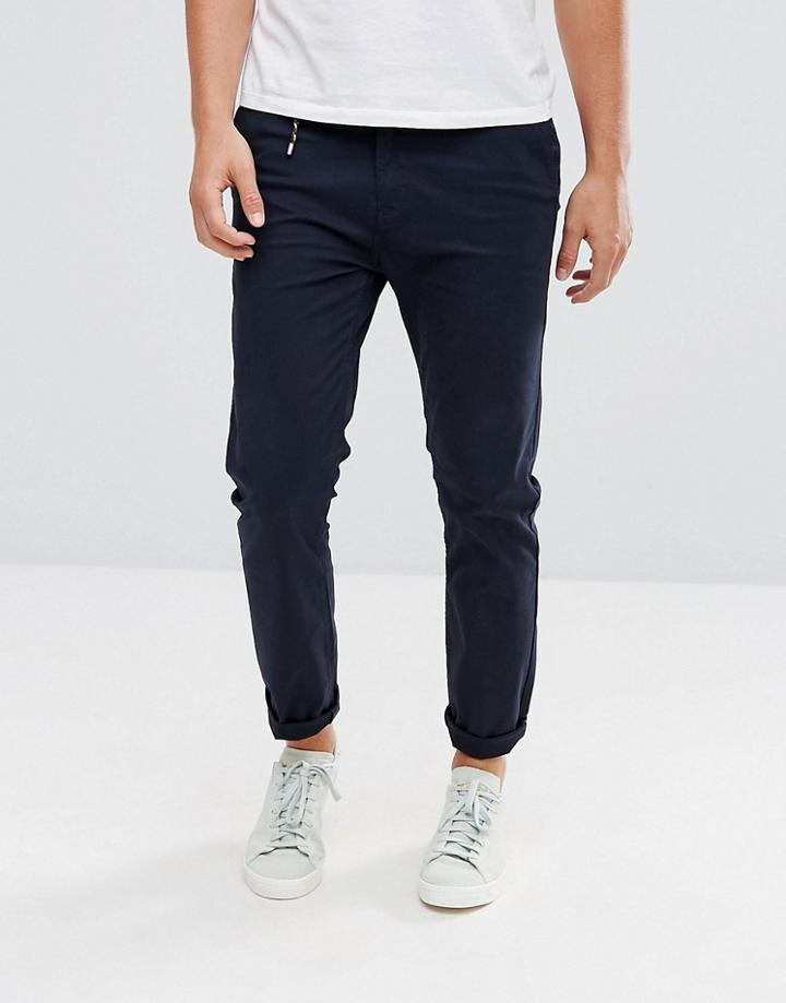 Stradivarius Skinny Chino In Navy - Navy