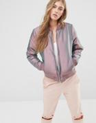 Missguided Iridescent Bomber Jacket - Pink