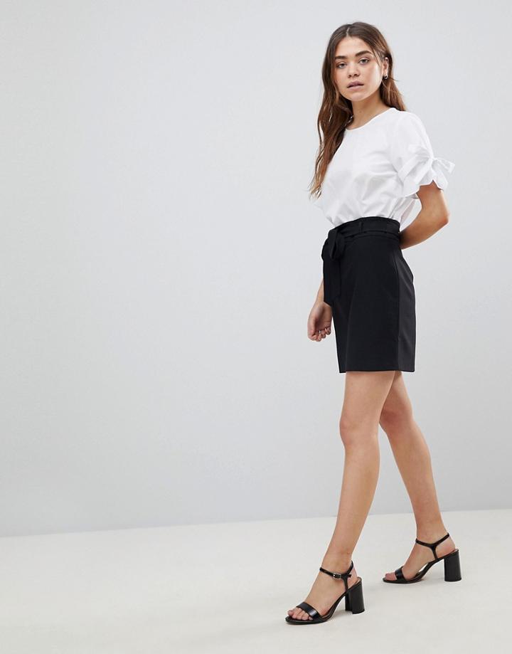 Asos Design Tailored Obi Tie Mini Skirt - Black