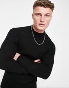 Asos Design Knit Muscle Fit Turtleneck Sweater In Black