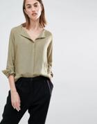 Selected Dynna Shirt With Open Neck Detail - Aloe