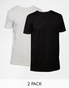Asos Longline T-shirt With Crew Neck And Relaxed Skater Fit 2 Pack Save 15%