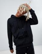 Love Moschino Hoodie With Box Logo In Black - Black