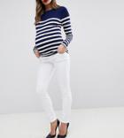 Asos Design Maternity Ridley High Waisted Skinny Jeans In White With Under The Bump Waistband